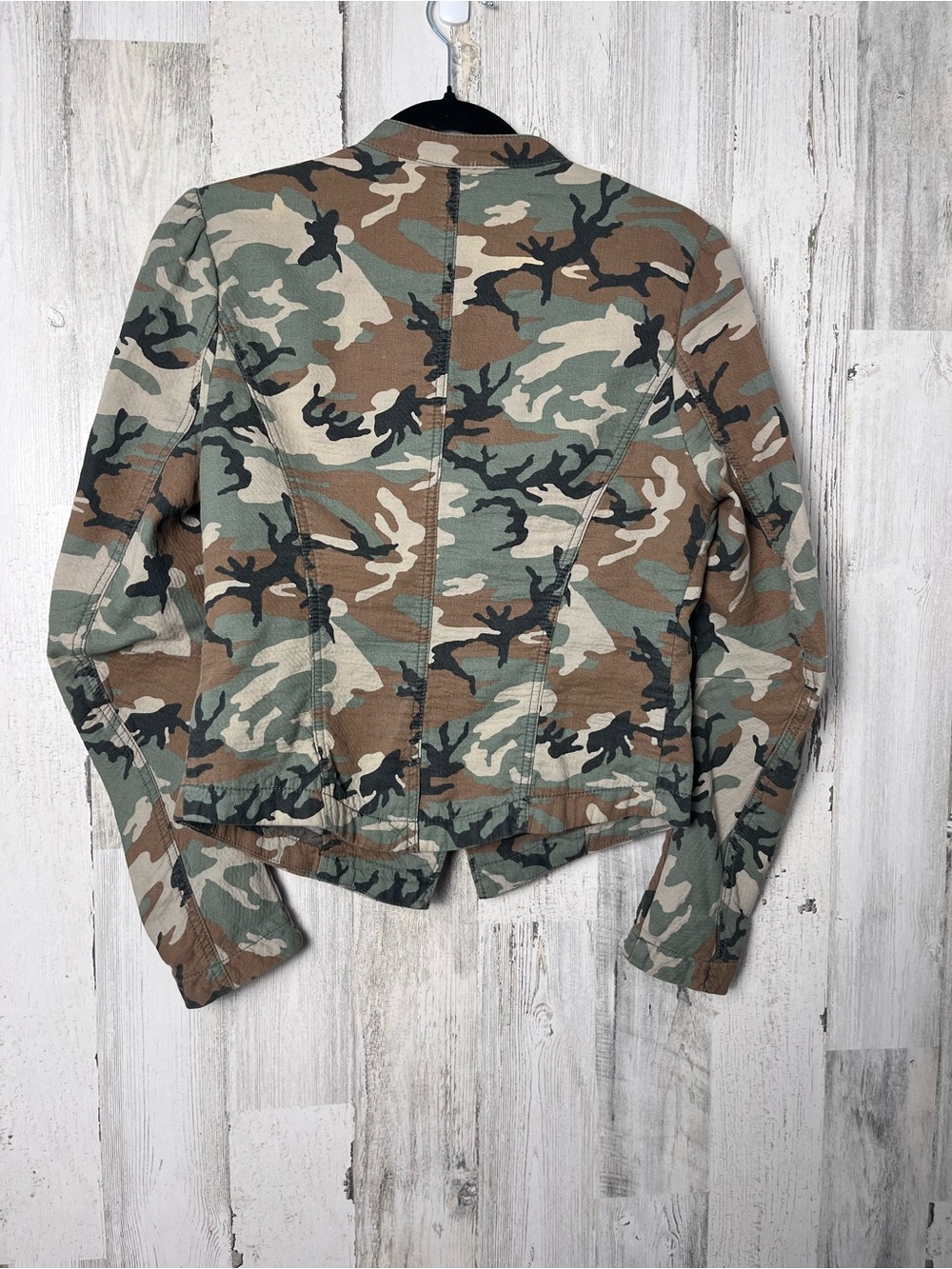 Free People Camo Blazer Jacket in Green and Brown size 8 - Picture 3 of 9